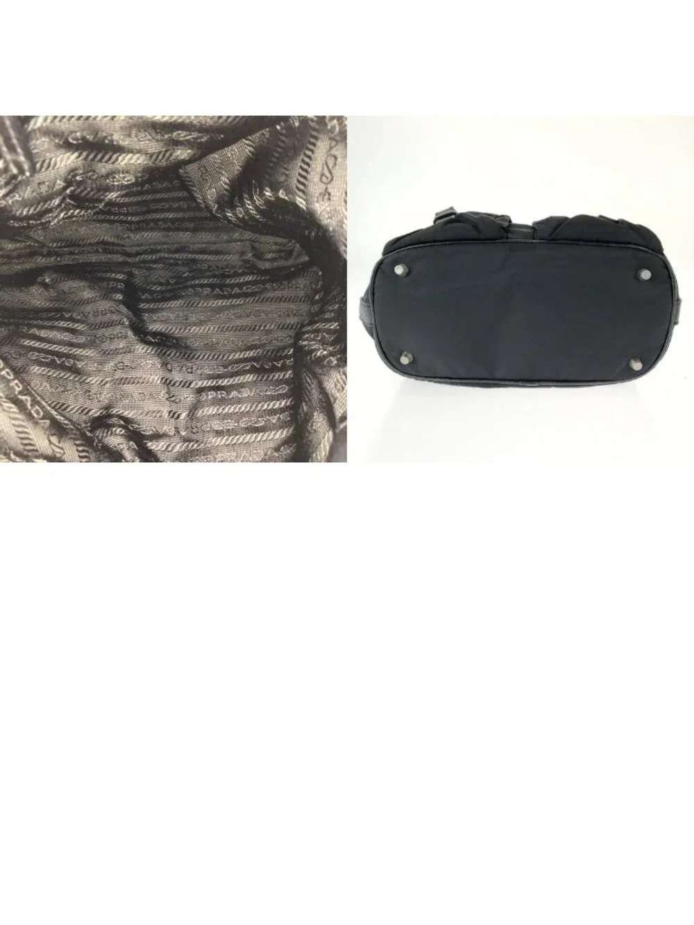 Prada Tessuto Black Silver Nylon Leather Shoulder Bag Pochette
